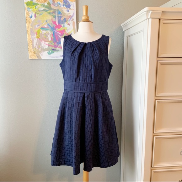 Eliza J Textured Pleated Fit and Flare Dress